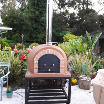 Mission Oven Brown Size 44" mount on top of a metal Stand with wheels