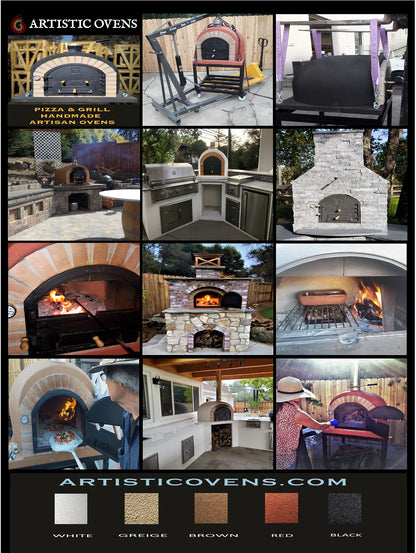 WOOD PIZZA OUTDOOR OVEN - MISSION BROWN 44"X44" OUTDOOR OVEN, CAST IRON DOOR