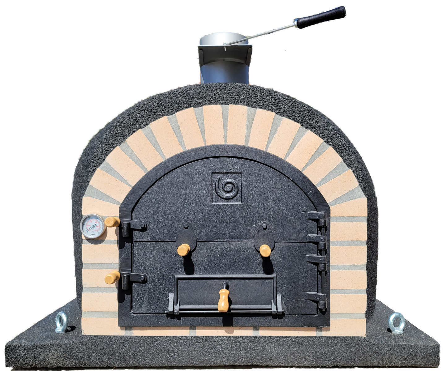 WOOD PIZZA OUTDOOR OVEN - MISSION BLACK 44"X44" OUTDOOR OVEN, CAST IRON DOOR