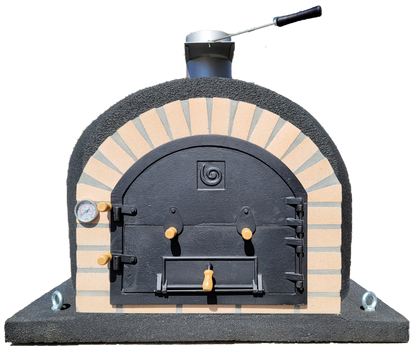 WOOD PIZZA OUTDOOR OVEN - MISSION BLACK 44"X44" OUTDOOR OVEN, CAST IRON DOOR