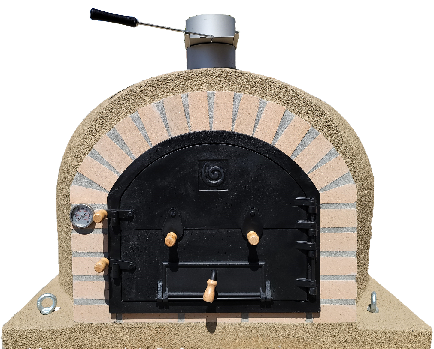 WOOD PIZZA OUTDOOR OVEN - MISSION GREIGE 44"X44" OUTDOOR OVEN, CAST IRON DOOR