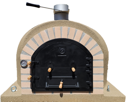 WOOD PIZZA OUTDOOR OVEN - MISSION GREIGE 44"X44" OUTDOOR OVEN, CAST IRON DOOR