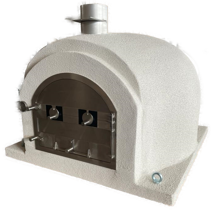 Wood pizza oven white with Stainless Steel by Artistic Ovens, Mission Plus Steel white outdoor oven