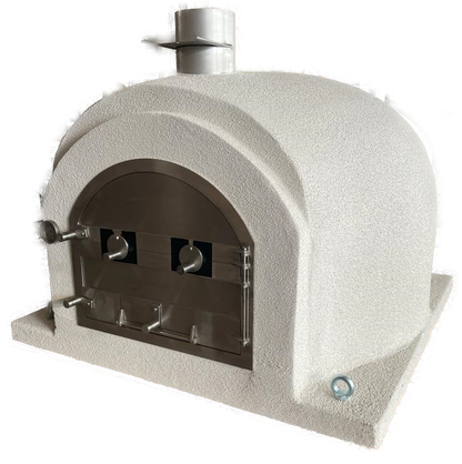 Wood pizza oven white with Stainless Steel by Artistic Ovens, Mission Plus Steel white outdoor oven