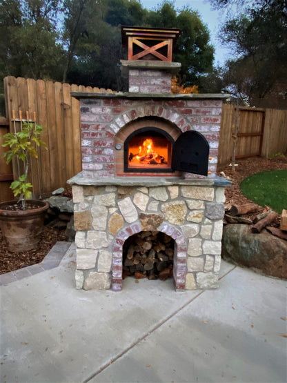 WOOD PIZZA OUTDOOR OVEN - MISSION GREIGE 44"X44" OUTDOOR OVEN, CAST IRON DOOR