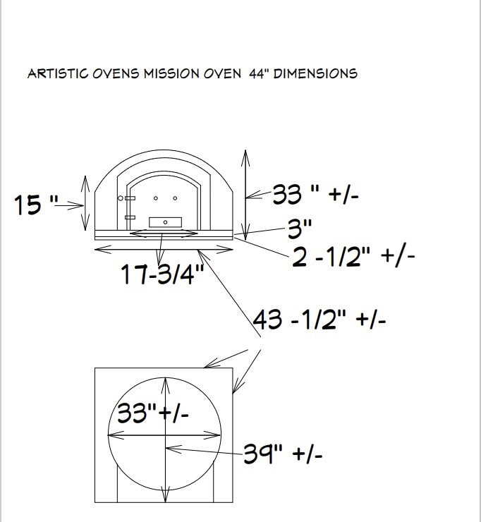 Mission Plus Steel 44" oven dimensions