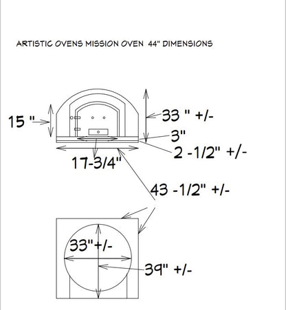 Mission Pluss Steel 44" dimensions